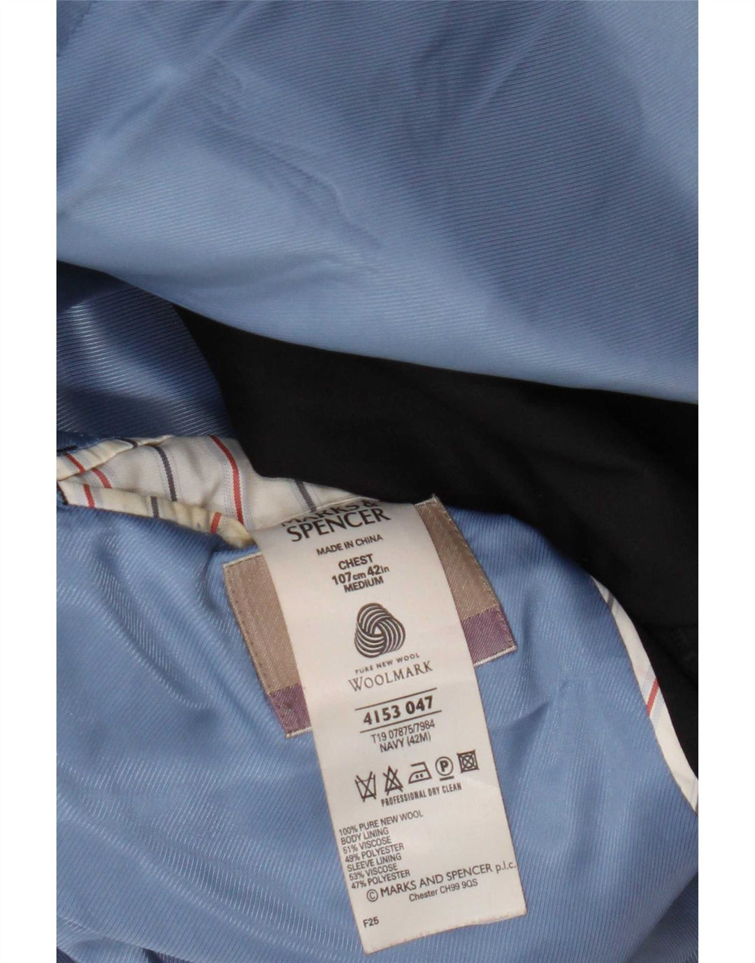 Marks & Spencer Herre 2-knaps blazerjakke UK 42 Large Navy Blue New Wool