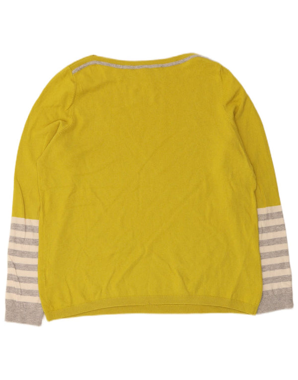 Boden Dame Boat Neck Jumper Sweater UK 12 Medium Gul Stribet Bomuld