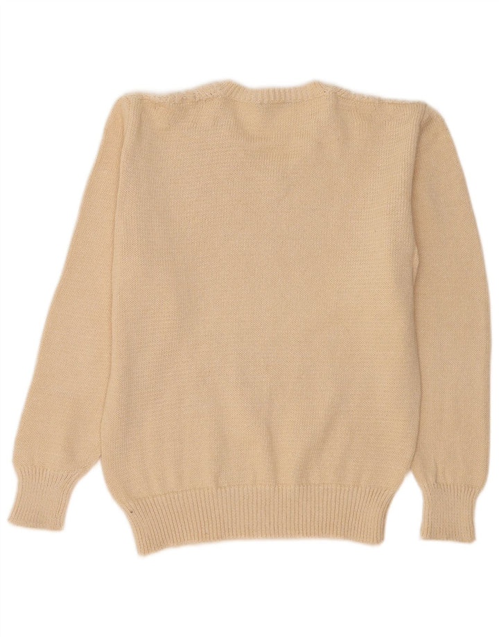 Inis Meain Dame V-hals sweater UK 14 Medium Beige Argyle/Diamond