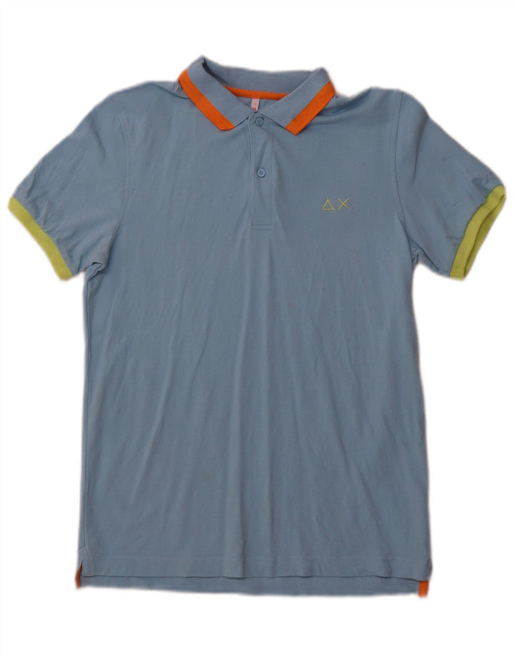 SUN68 Womens Polo Shirt UK 14 Medium  Blue Cotton