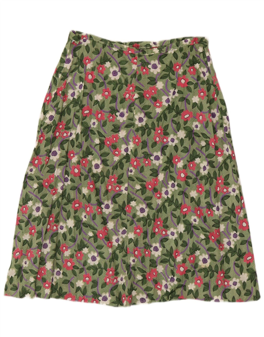 Vintage A-line nederdel til kvinder W28 Medium Green Floral