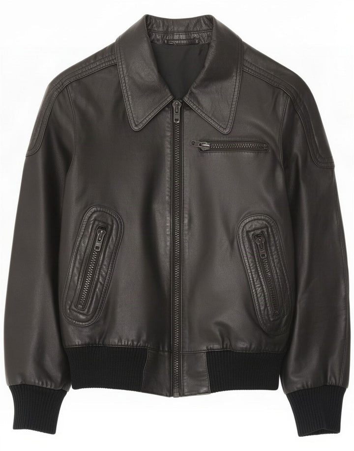 Vintage Herre Læder Bomber Jacket UK 36 Small Black