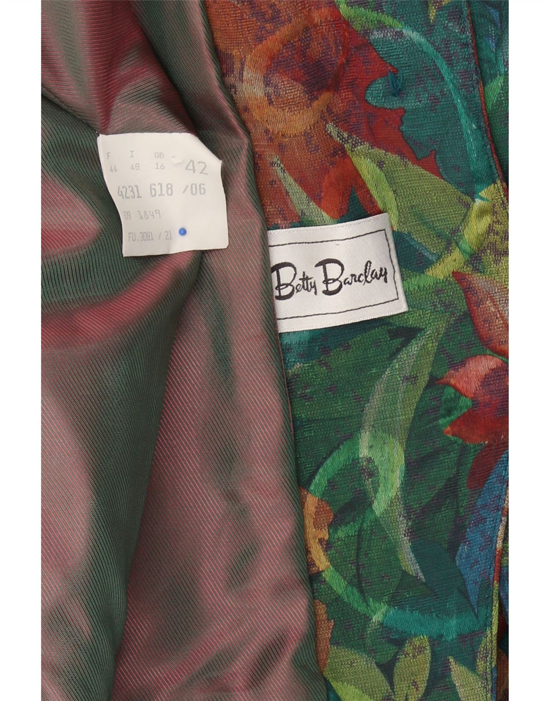 BETTY BARCLAY Womens Blazer Jacket UK 16 Large Multicoloured Floral Vintage Betty Barclay and Second-Hand Betty Barclay from Messina Hembry 
