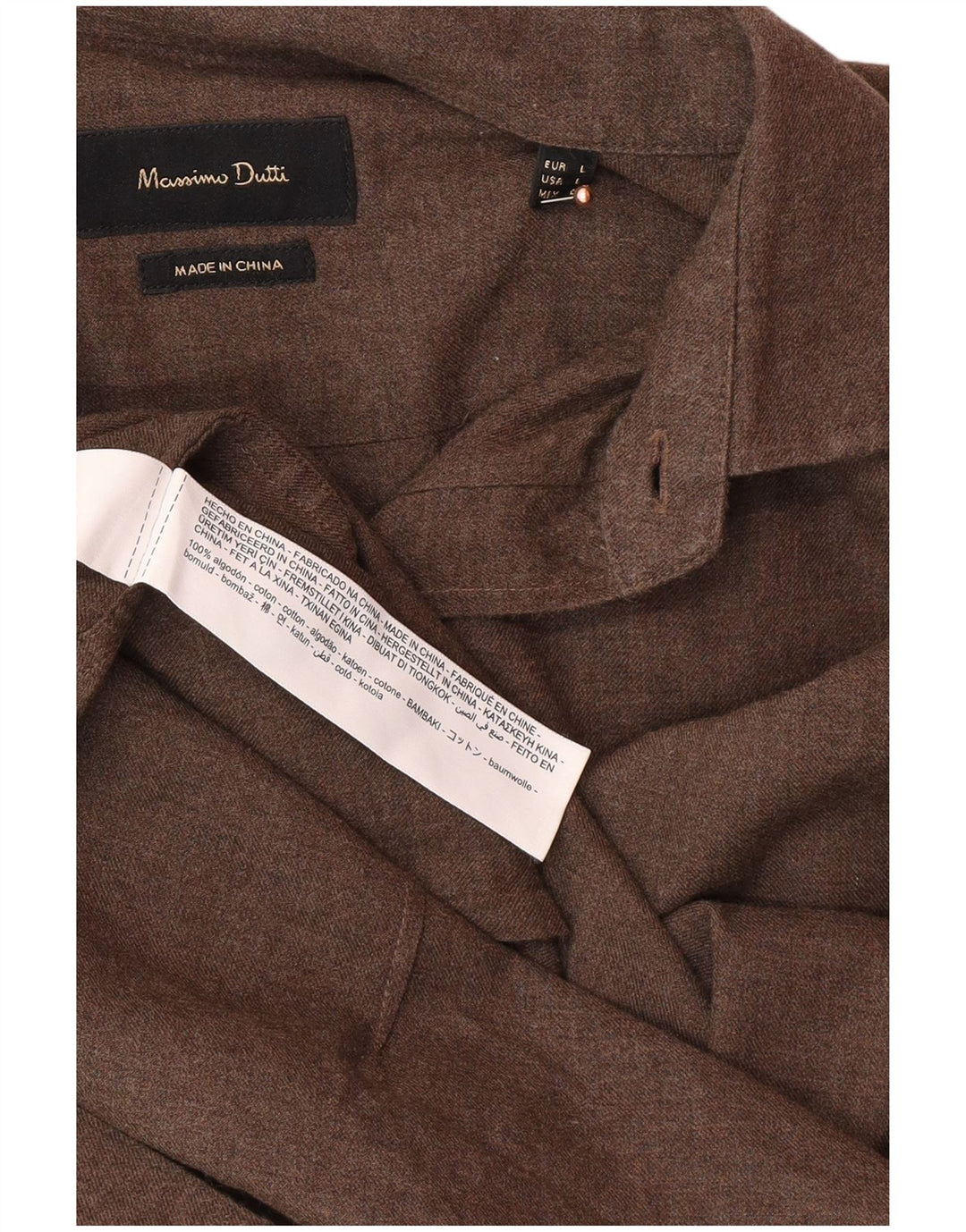MASSIMO DUTTI Herreskjorte Stor brun bomuld