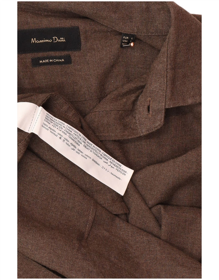MASSIMO DUTTI Herreskjorte Stor brun bomuld