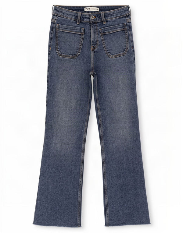 Zara Dame Bootcut Jeans EU 34 2XS W24 L25 Blå Bomuld