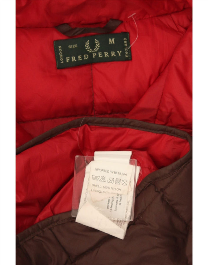Fred Perry Herre hættepolstret jakke UK 38 Medium Brun Nylon