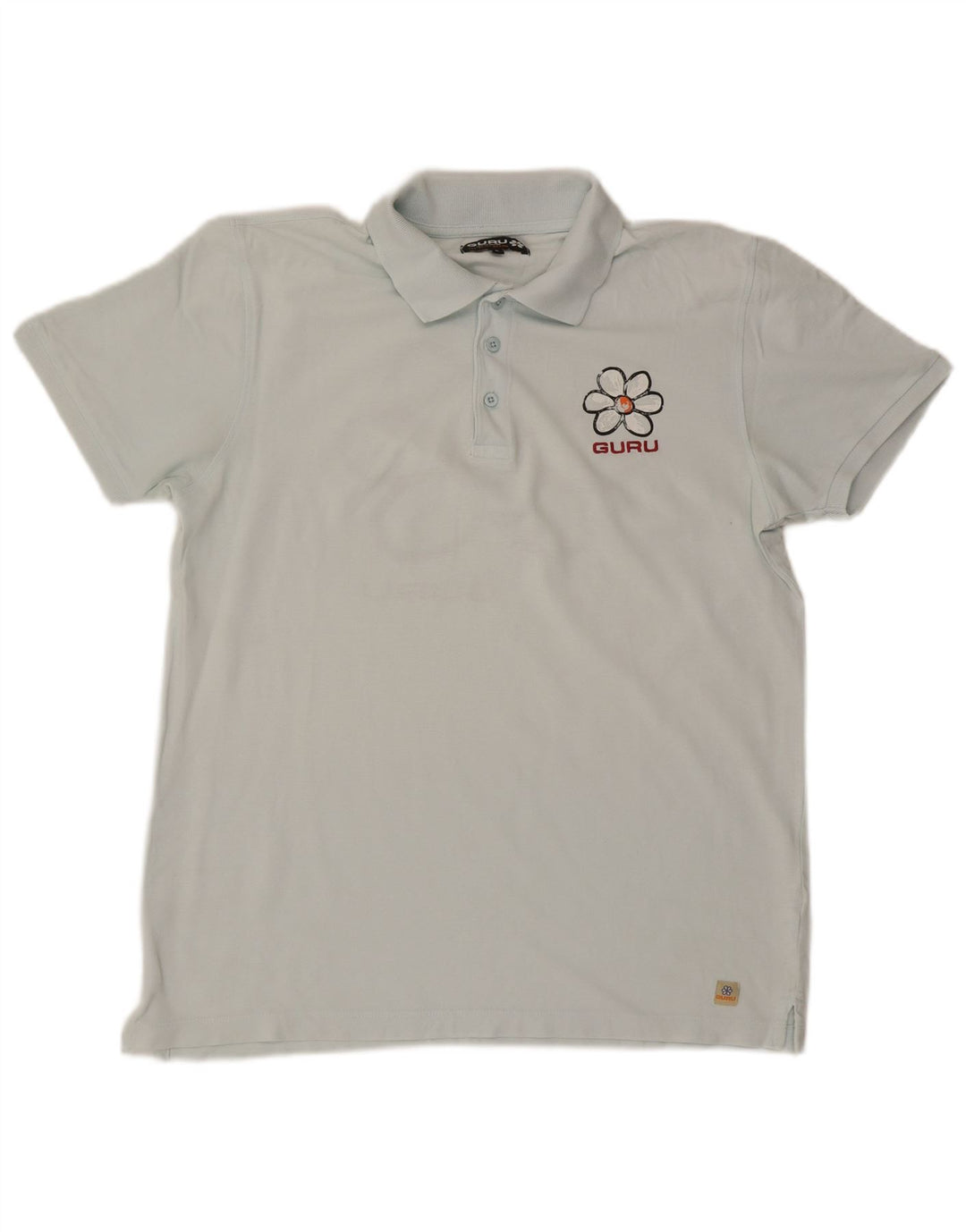 Guru Herre Grafisk Polo Shirt Stor Blå Blomster Bomuld