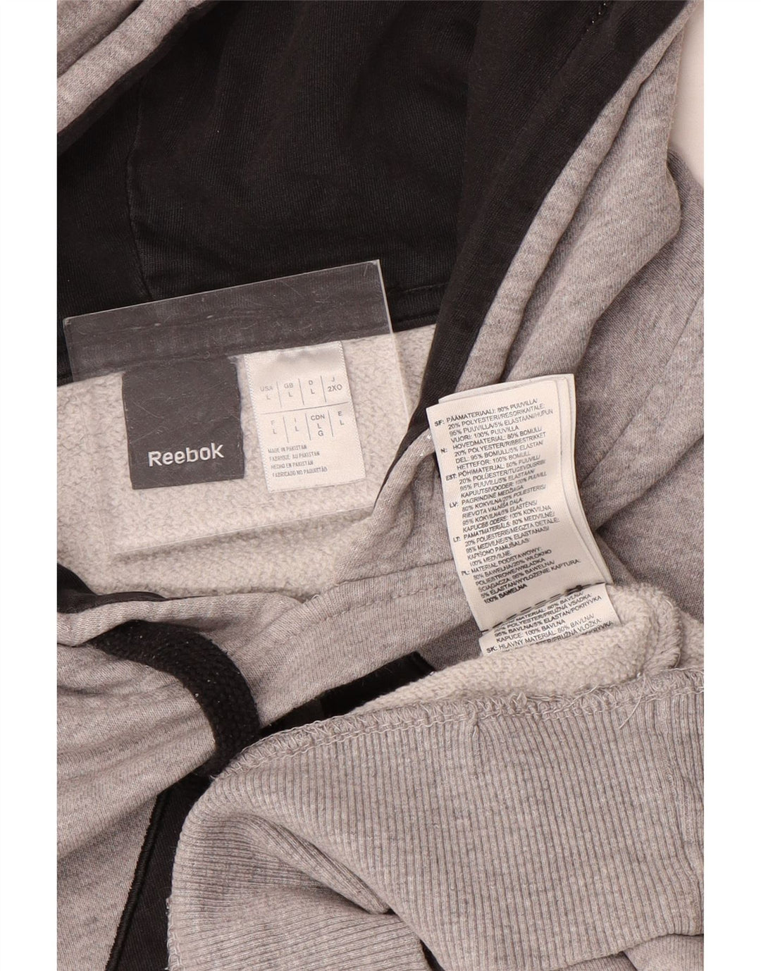 Reebok Grafisk hættetrøje til mænd, stor grå bomuld