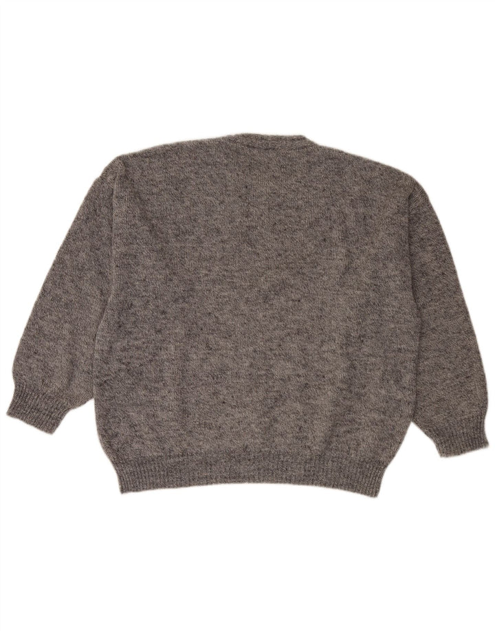 Vintage herre sweater med rund hals XL grå