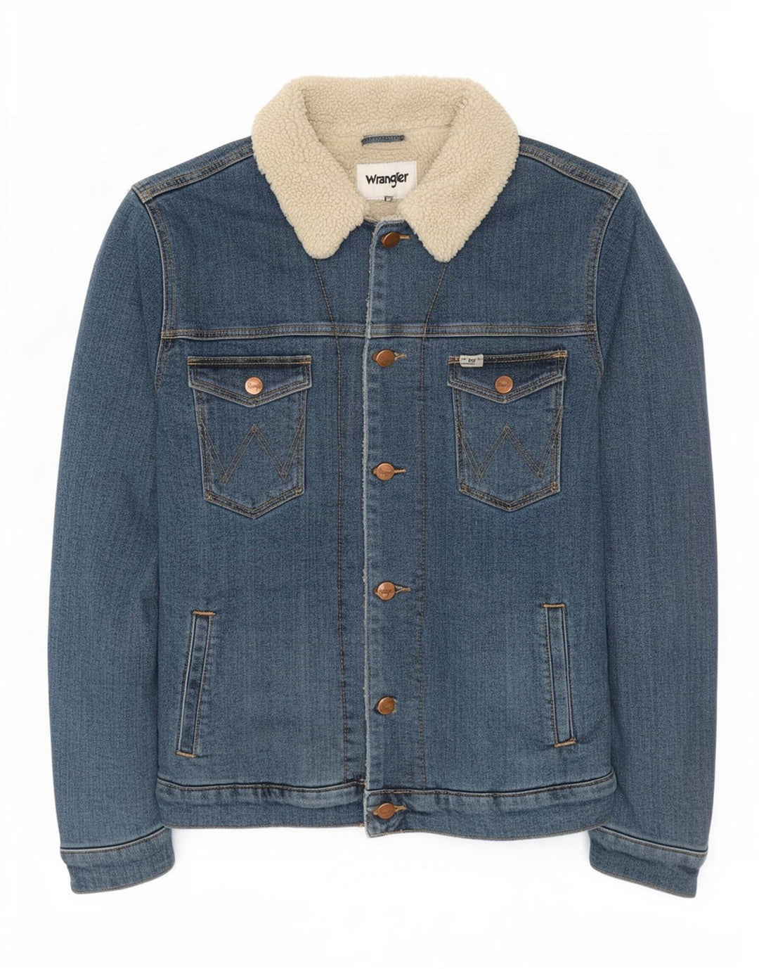 Wrangler Herre Denim Sherpa Jacket UK 36 Small Blue Cotton