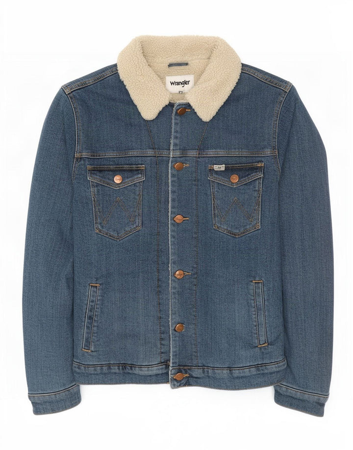 Wrangler Herre Denim Sherpa Jacket UK 36 Small Blue Cotton