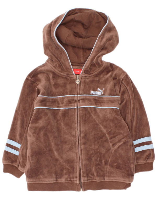 Puma Baby Boys Velour-hættetrøje med lynlås 18-24 måneder Brun Colourblock