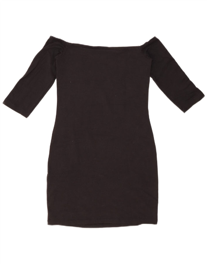 ADIDAS Dame 3/4 ærme off Shoulder Kjole UK 8 Small Black Bomuld