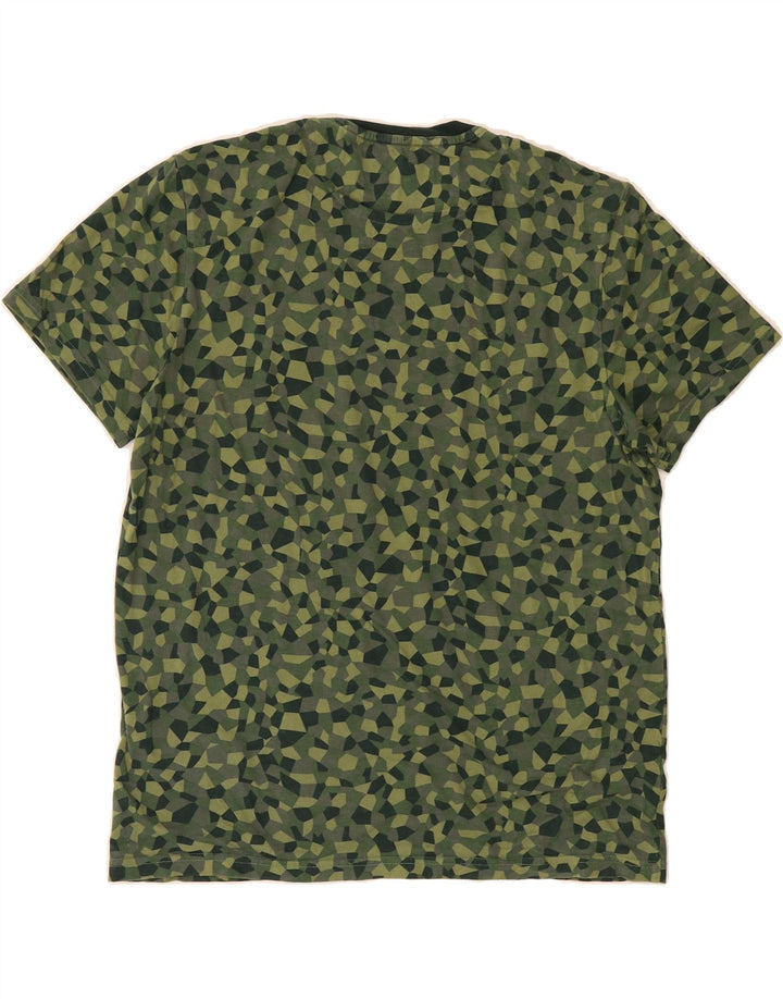 LYLE & SCOTT Mens T-Shirt Top Medium Green Geometric Cotton Vintage Lyle & Scott and Second-Hand Lyle & Scott from Messina Hembry 