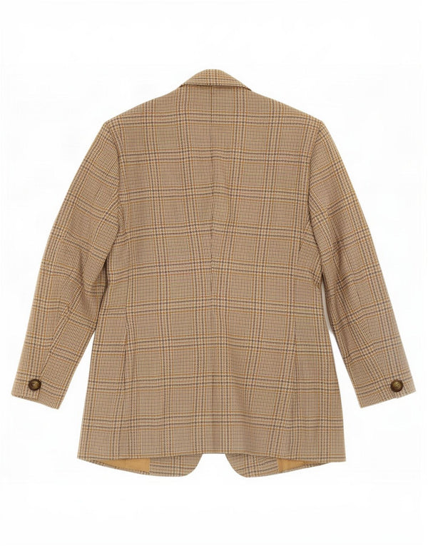 Benetton Dame 2-knaps blazerjakke IT 46 Large Beige Houndstooth Uld