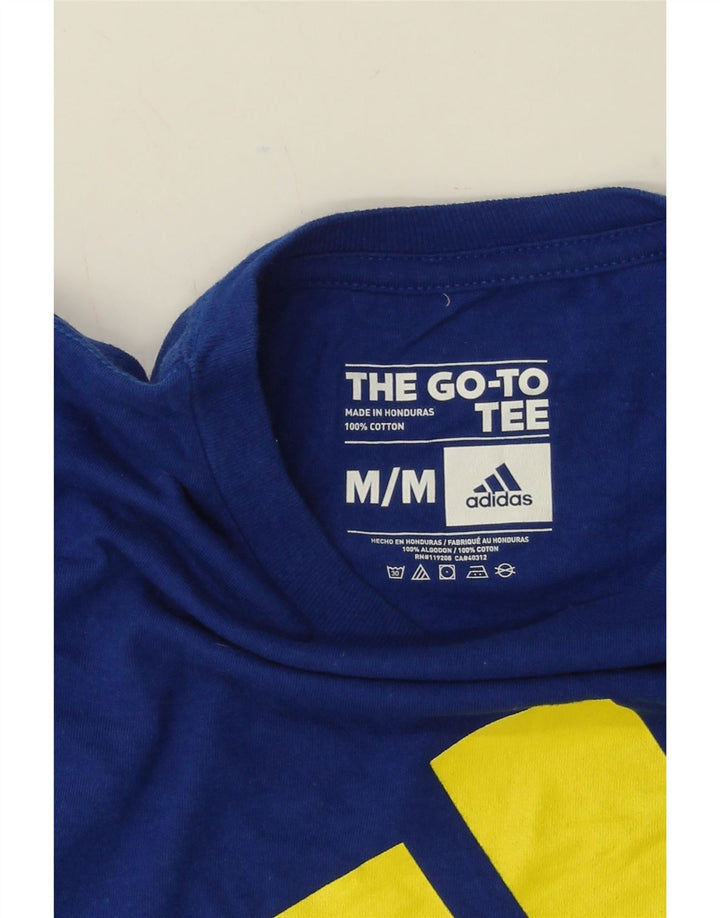 ADIDAS Mens Graphic T-Shirt Top Medium Blue Cotton