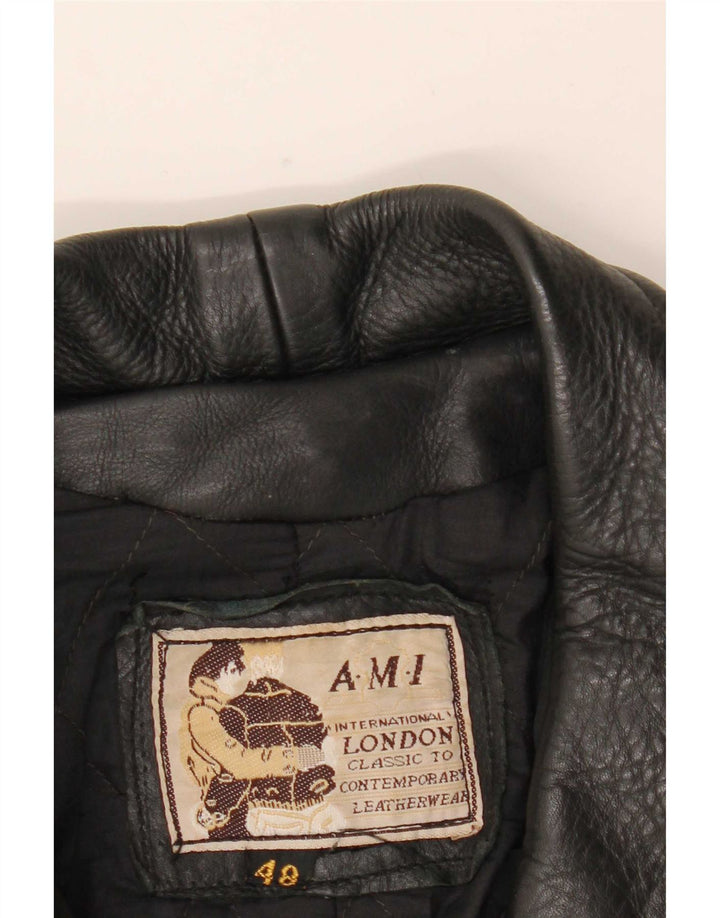 AMI Læder Biker Jacket UK 48 4XL Sort