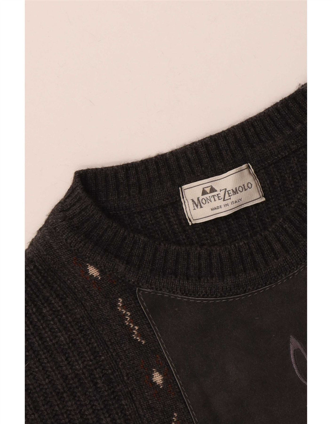 Montezemolo herre rund hals sweater stor grå klassisk