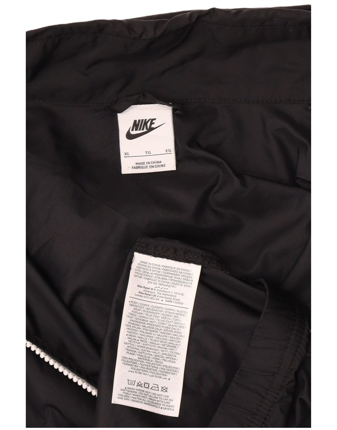 Nike Regnjakke med hætte til mænd XL sort nylon