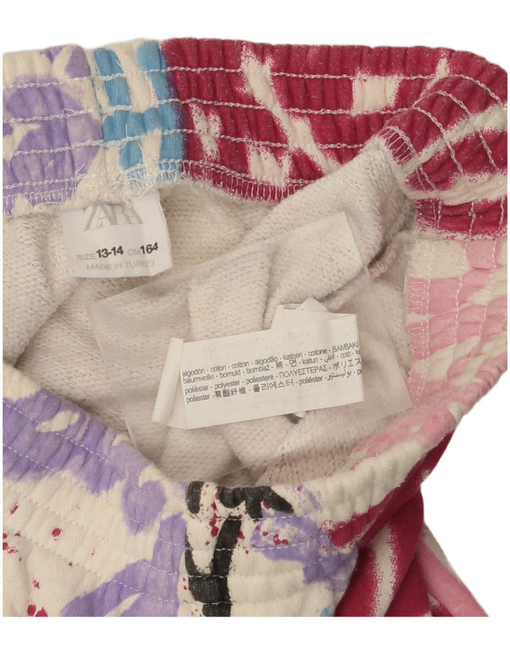 ZARA Piger grafisk træningsdragt Bukser Joggers 13-14 år Off White Bomuld