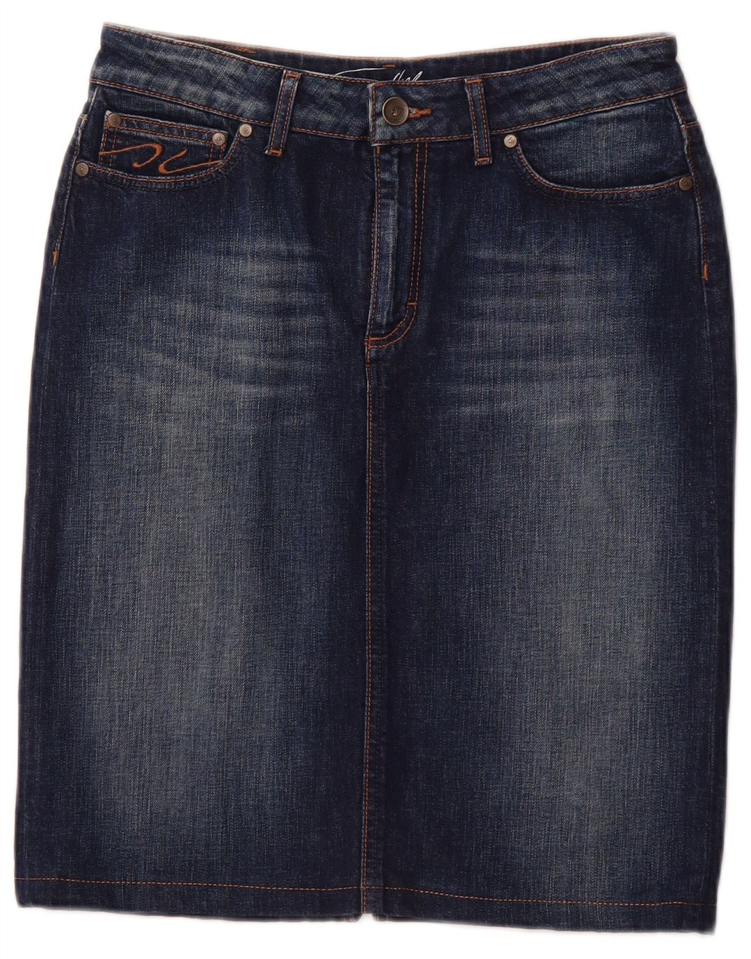 TOMMY HILFIGER Dame denimnederdel US 10 Large W30 Marineblå Bomuld