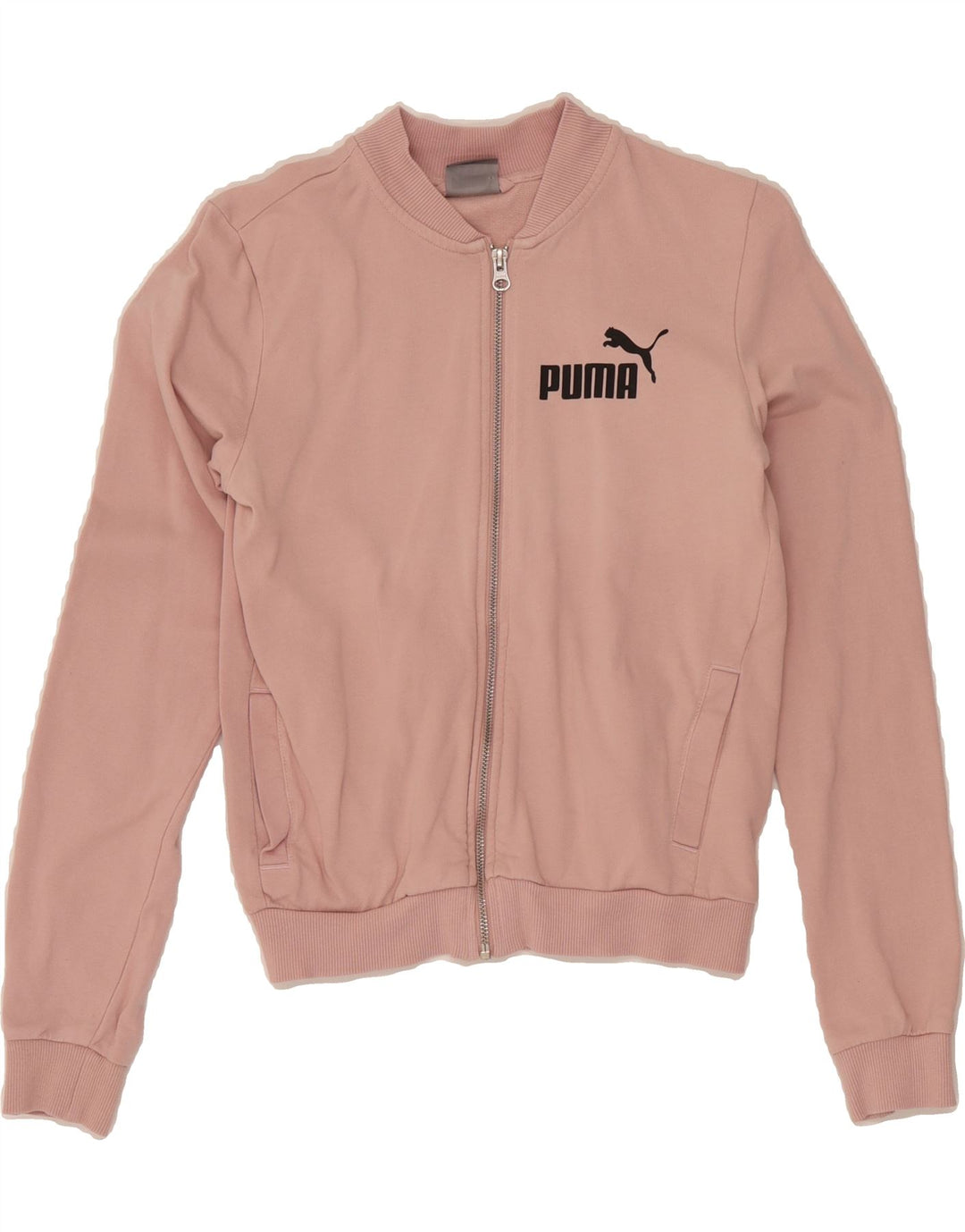 PUMA Womens Graphic Crop Tracksuit Top Jacket UK 8 Small  Pink Cotton Vintage Puma and Second-Hand Puma from Messina Hembry 