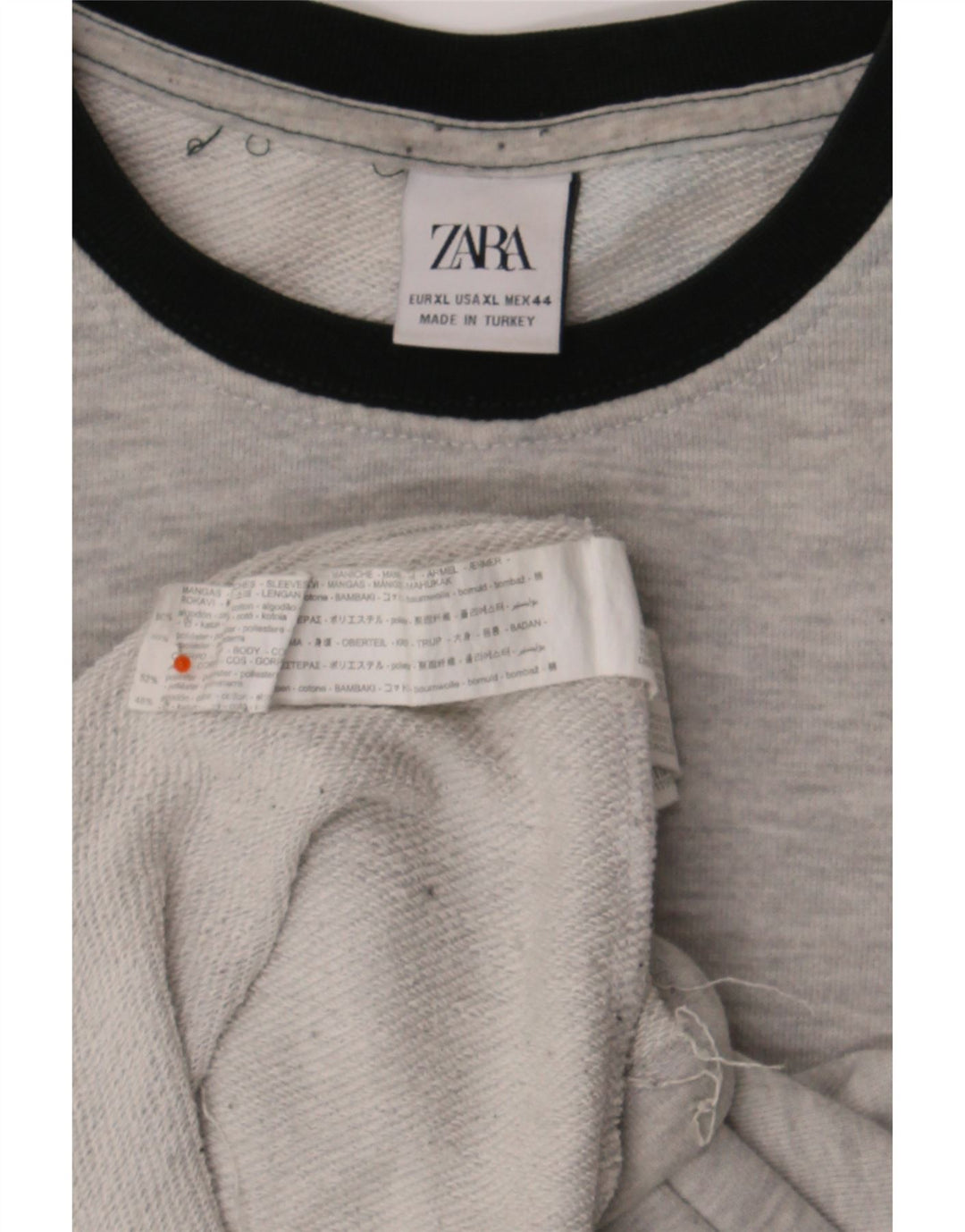 Zara Herre Sweatshirt Jumper XL Grå Colourblock Bomuld