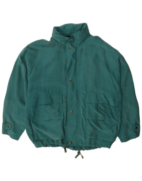 Vintage Regnjakke med hætte til mænd UK 40 Large Green Silk
