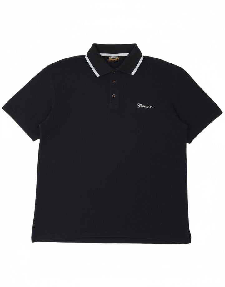 WRANGLER Mens Polo Shirt Large Navy Blue Cotton