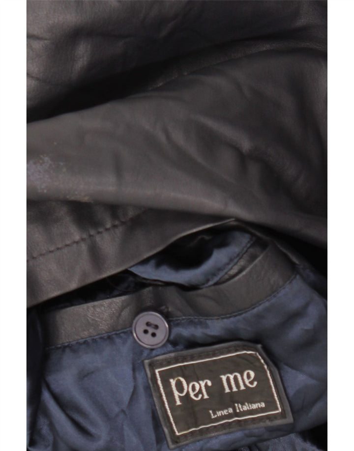 PER ME Dame Læderjakke UK 22 2XL Sort Læder