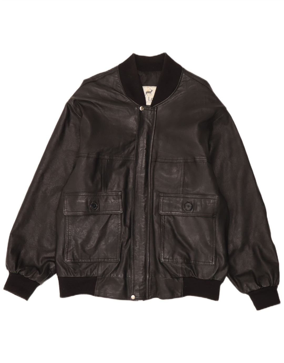 Vintage Bomber læderjakke til mænd UK 42 XL sort læder