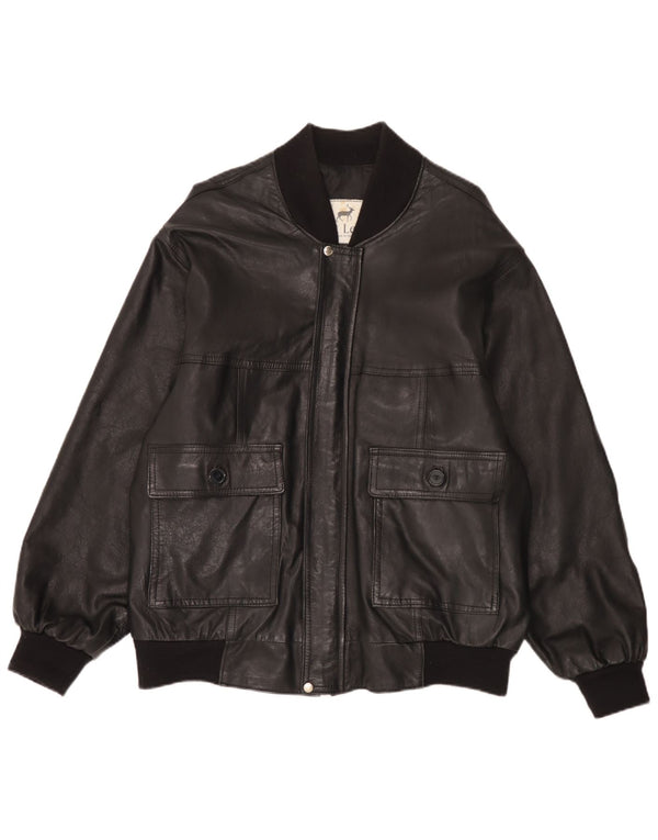 Vintage Bomber læderjakke til mænd UK 42 XL sort læder