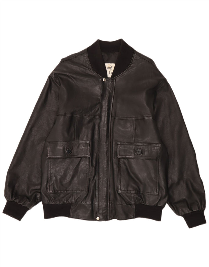 Vintage Bomber læderjakke til mænd UK 42 XL sort læder