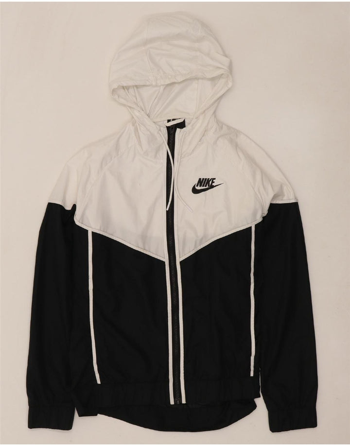 NIKE Regnjakke med hætte til mænd UK 40 Large Black Colourblock Polyester