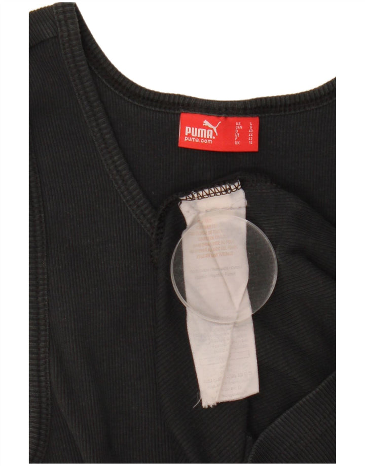 Puma Kvinder Grafisk Vest Top UK 14 Stor Sort Bomuld