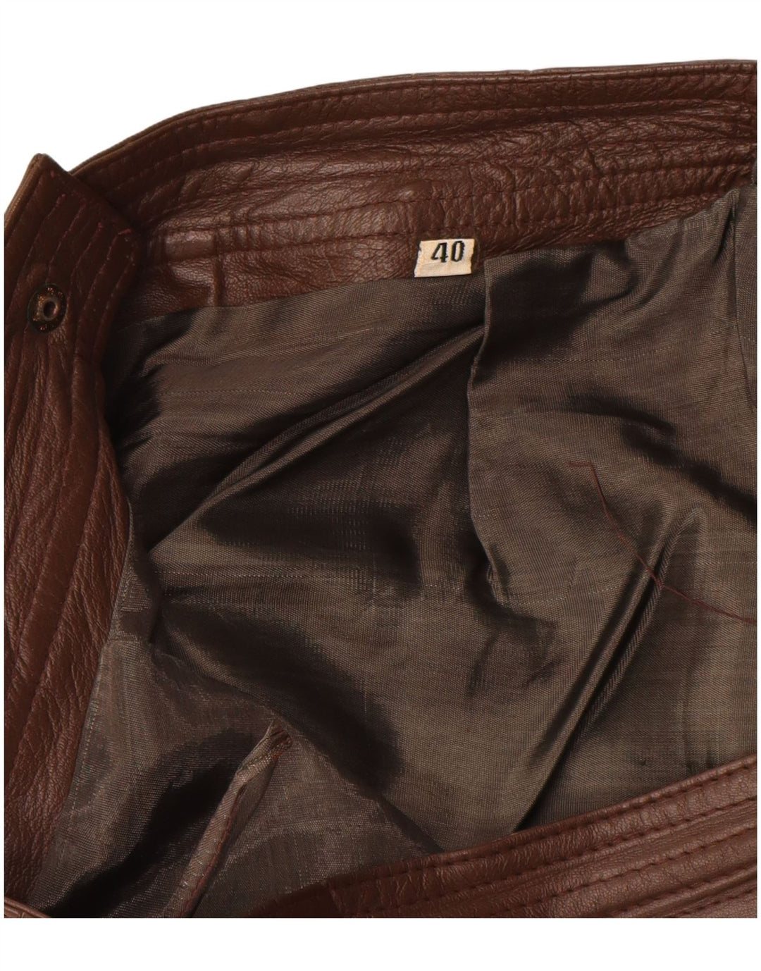 VINTAGE Pencil Skirt til kvinder IT 40 Small W28 Brunt læder