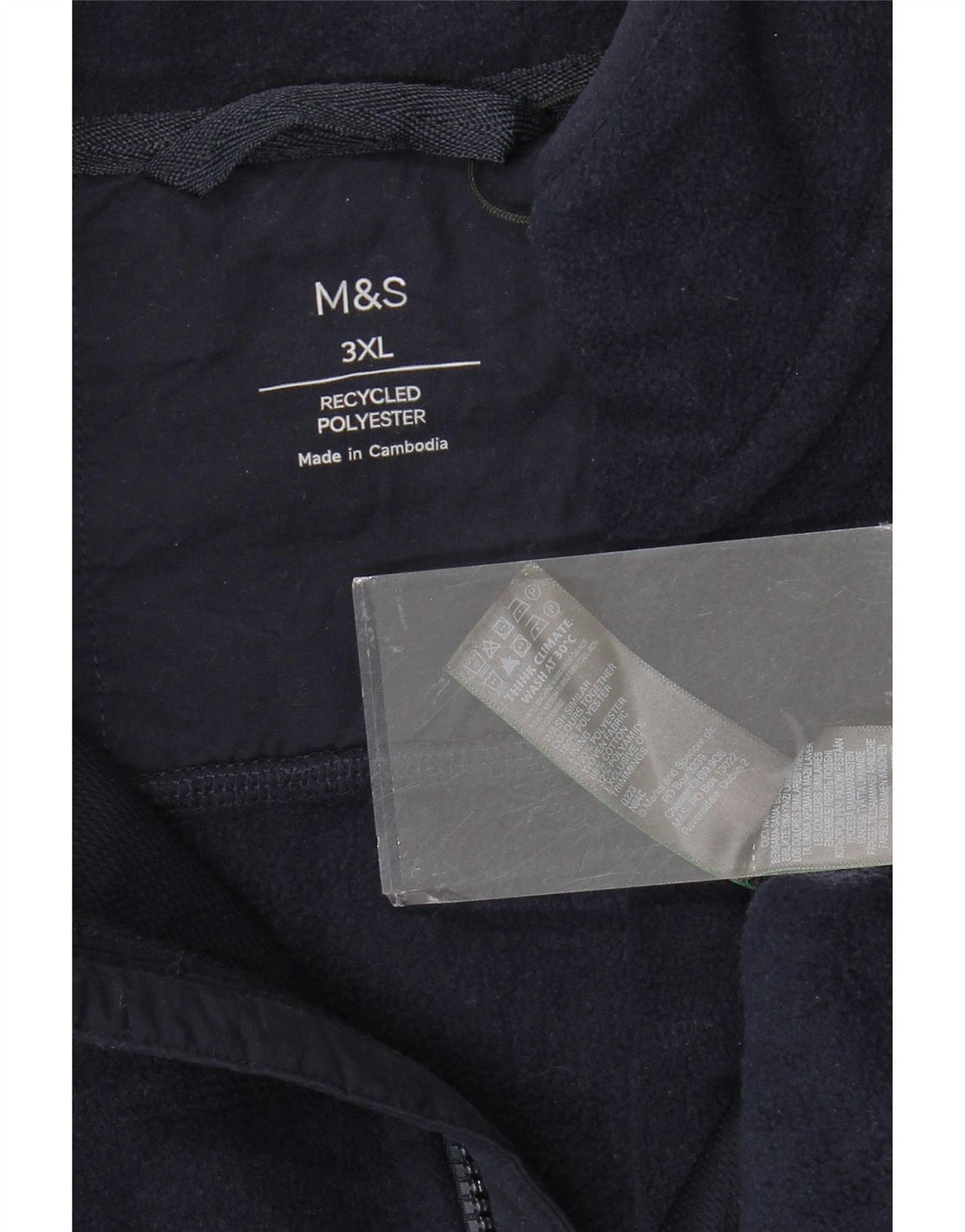 MARKS & SPENCER Fleecejakke til mænd UK 46 3XL Marineblå Polyester