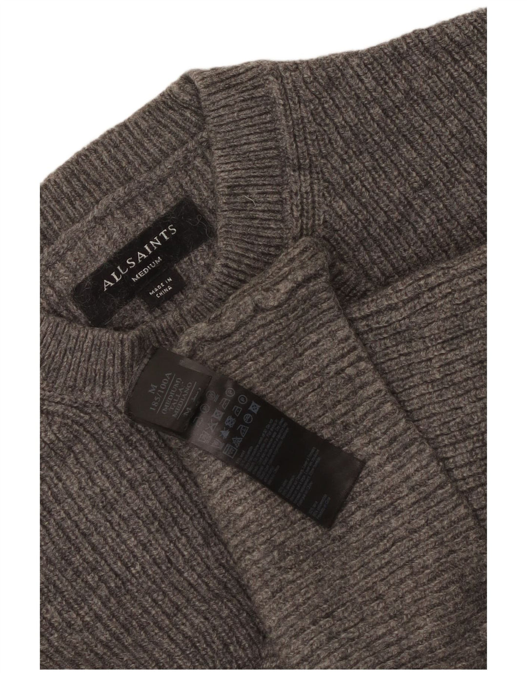 All Saints Dame Oversized Crew Neck Jumper Sweater UK 14 Medium Grey Uld