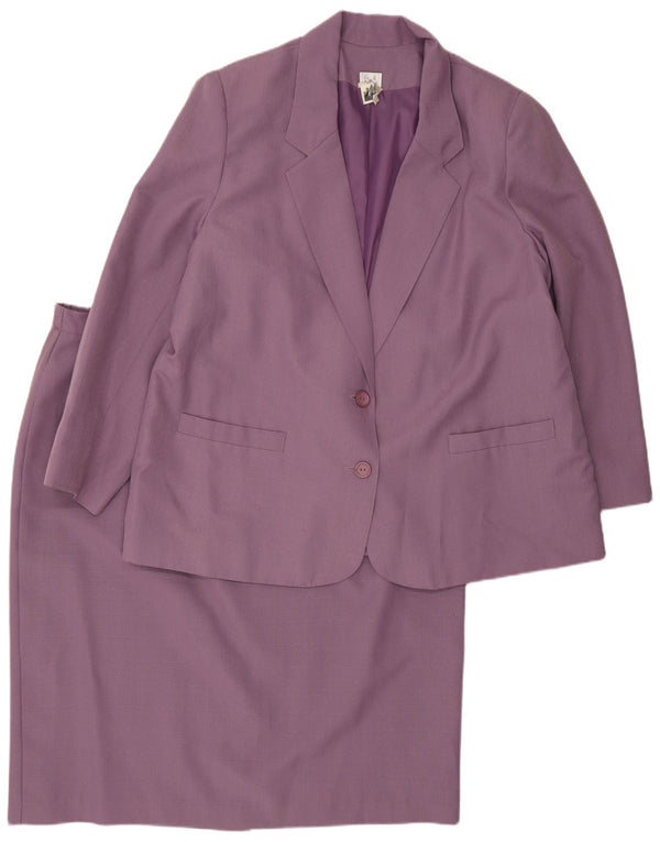 Vintage nederdelsæt til kvinder med 2 knapper UK 22 3XL W42 Lilla polyester