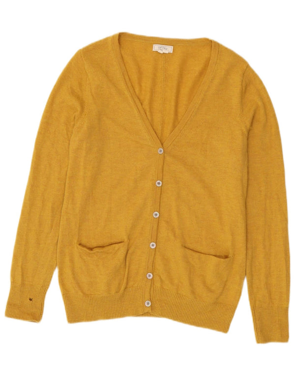 Fat Face Dame Cardigan Sweater UK 12 Medium Yellow Wool