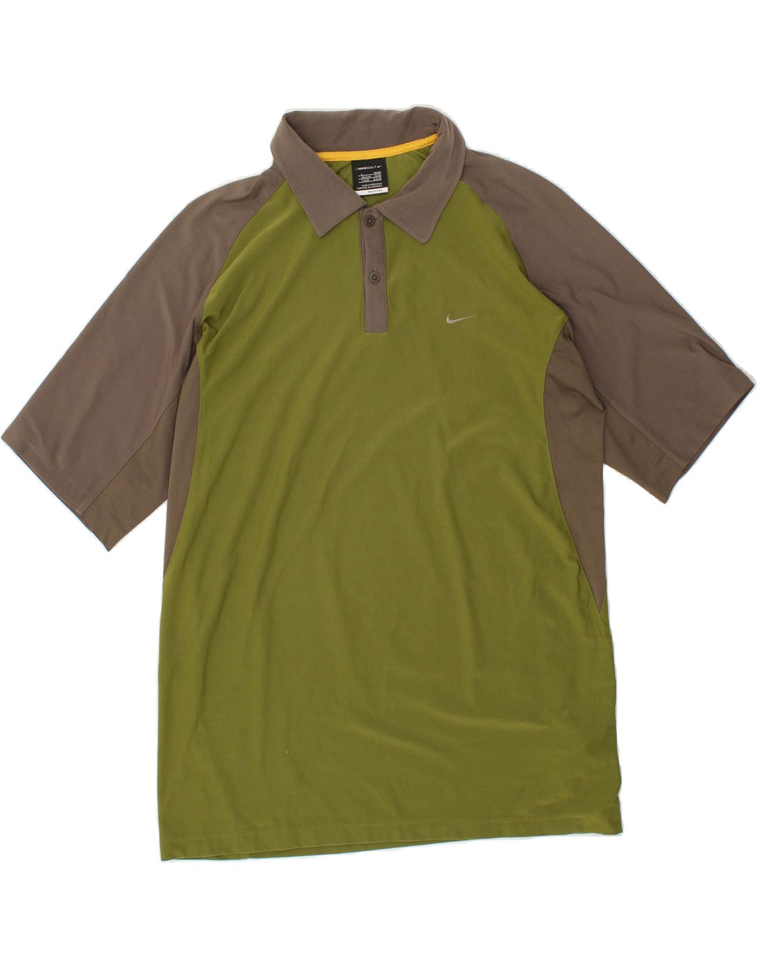 NIKE Poloshirt til mænd UK 42/44 Large Green Colourblock Polyester