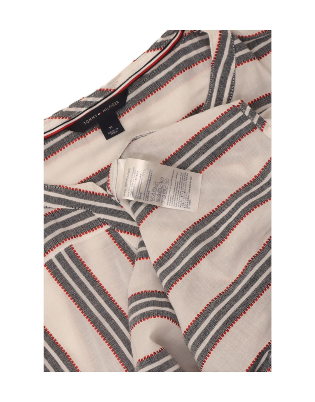 Tommy Hilfiger Dame ærmeløs bluse Top UK 14 Medium Hvid Stribet