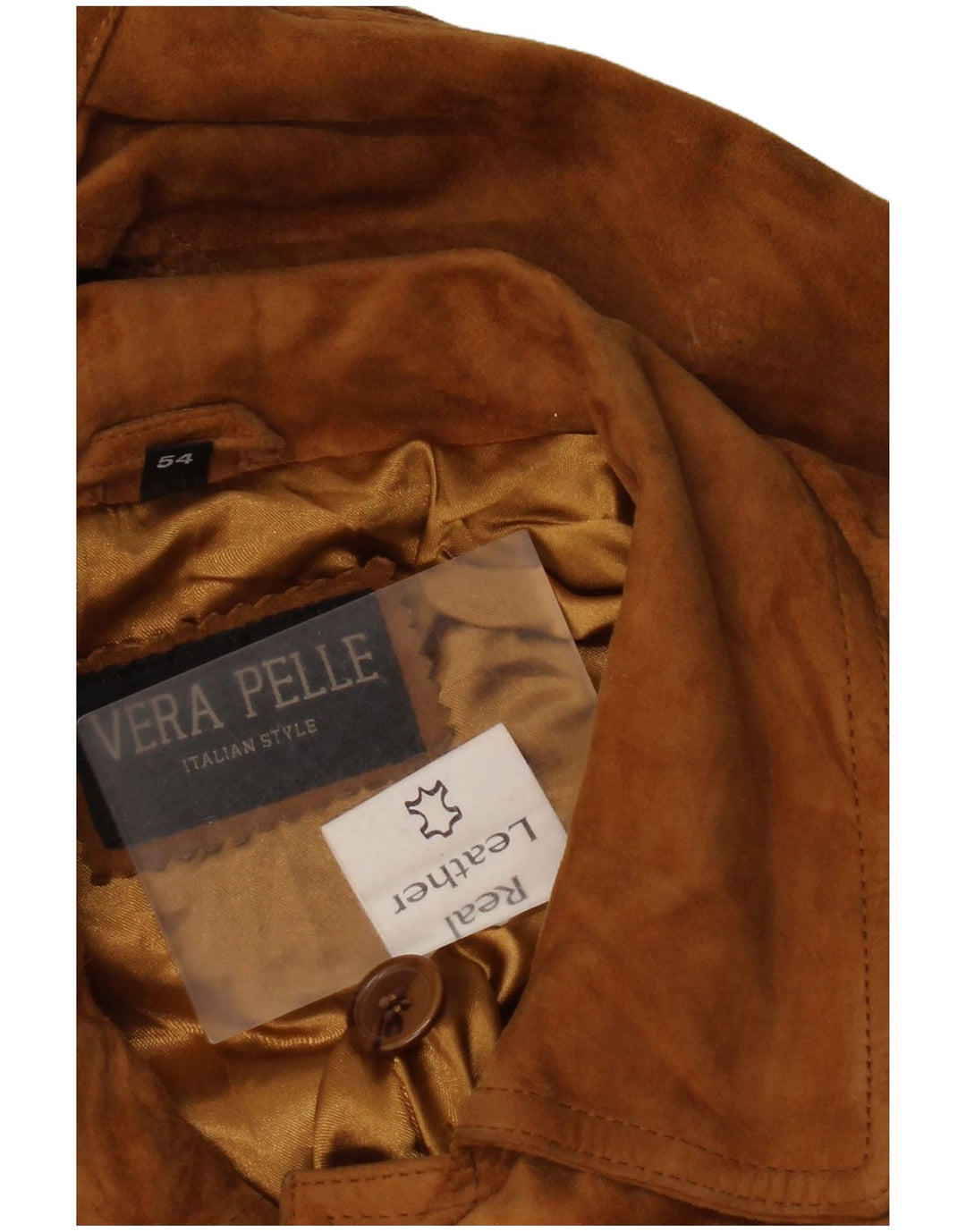 Vintage herre ruskind bomberjakke IT 54 2XL brunt læder
