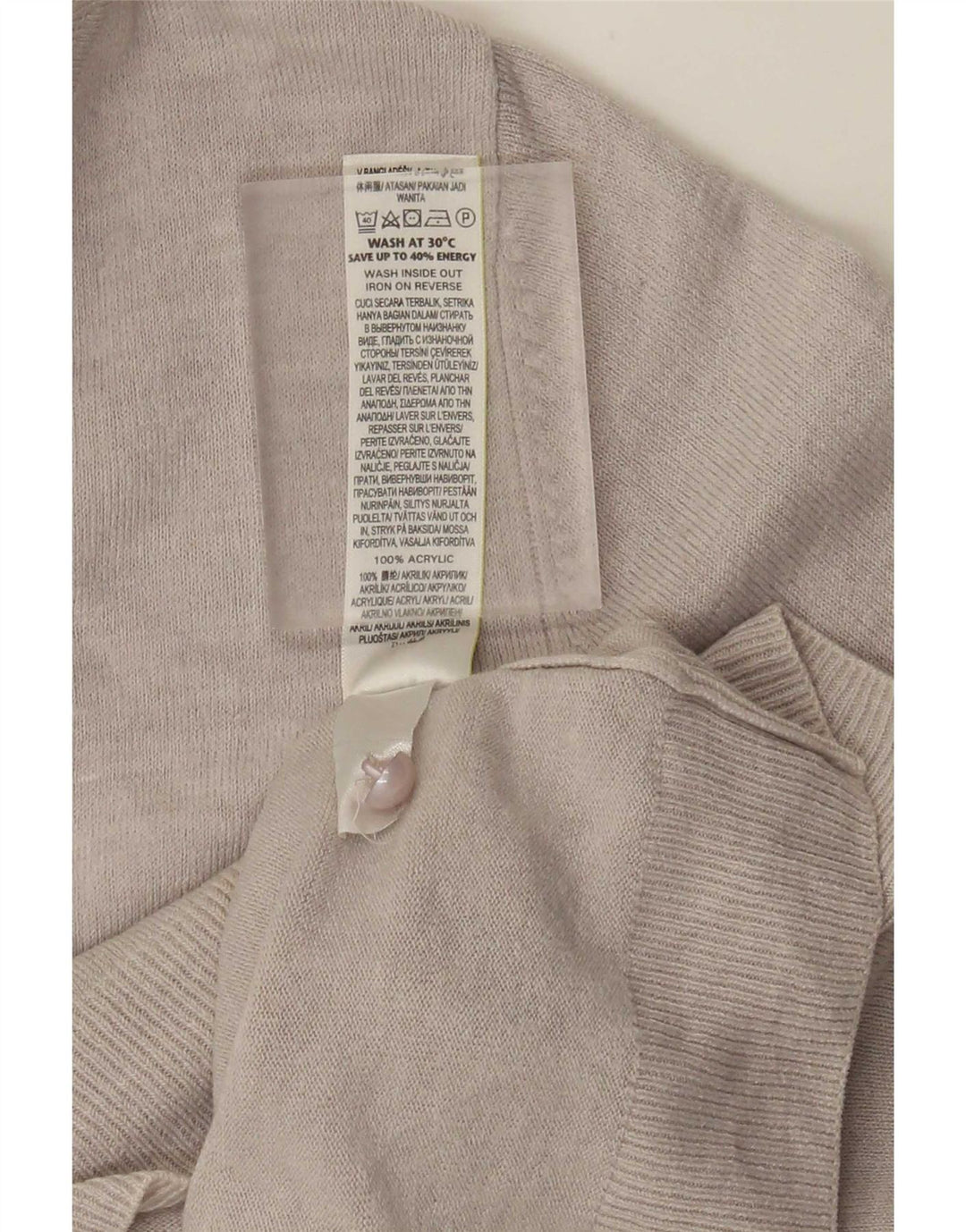 Marks & Spencer Dame Cardigan Sweater UK 14 Stor Grå Akryl