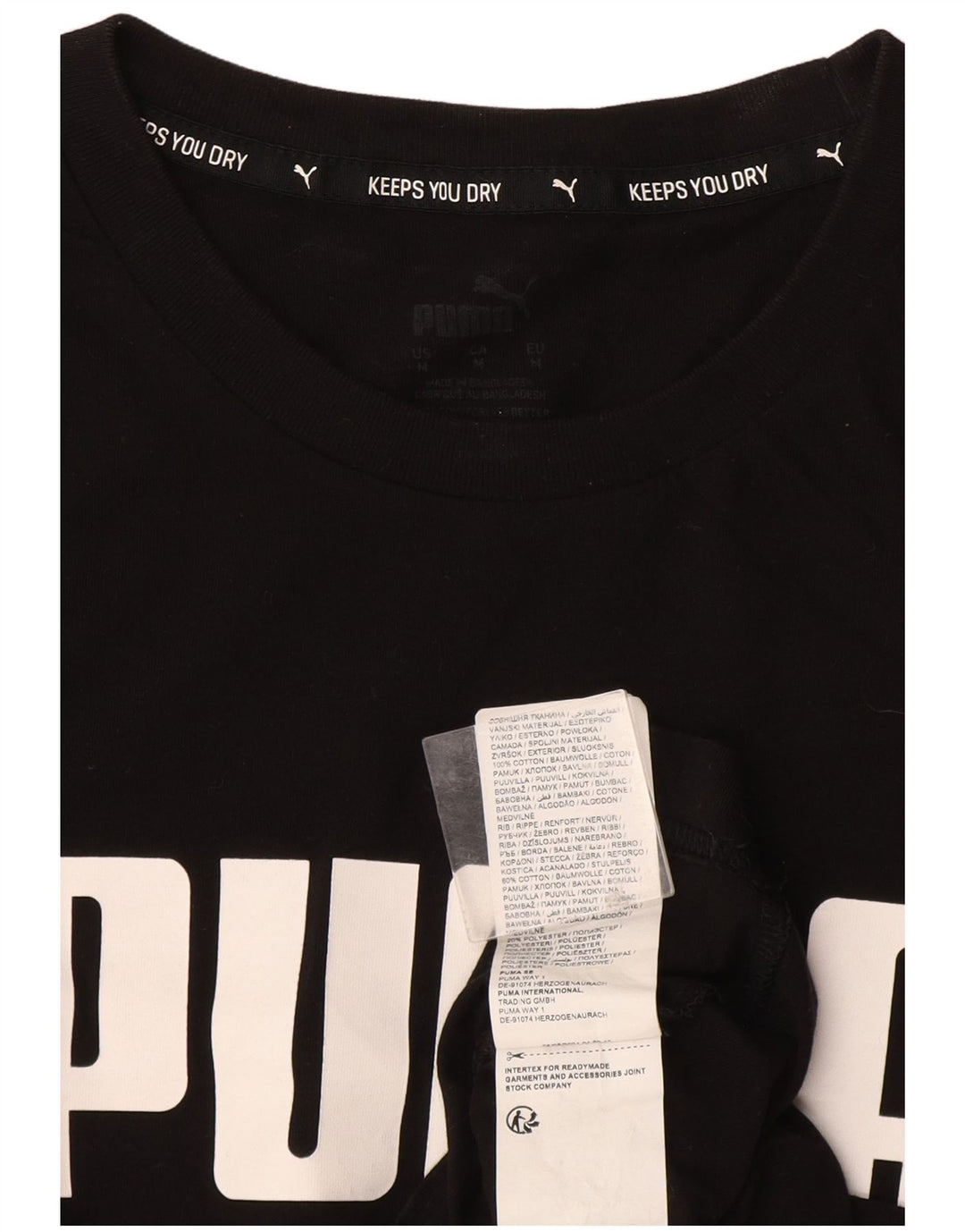 Puma Herre Grafisk T-Shirt Top Medium Sort Bomuld