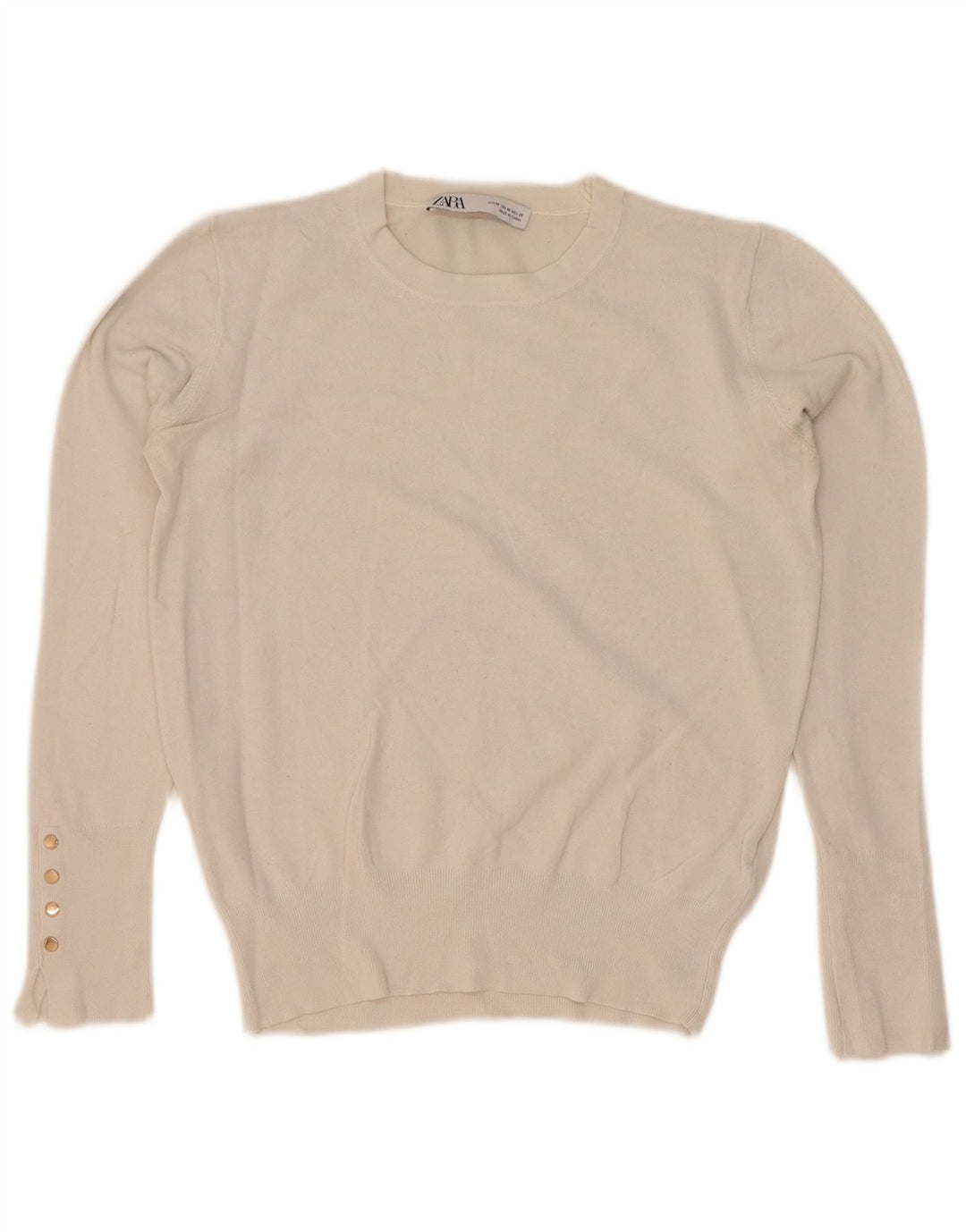 Zara sweater med rund hals til kvinder UK 12 Medium White Viscose