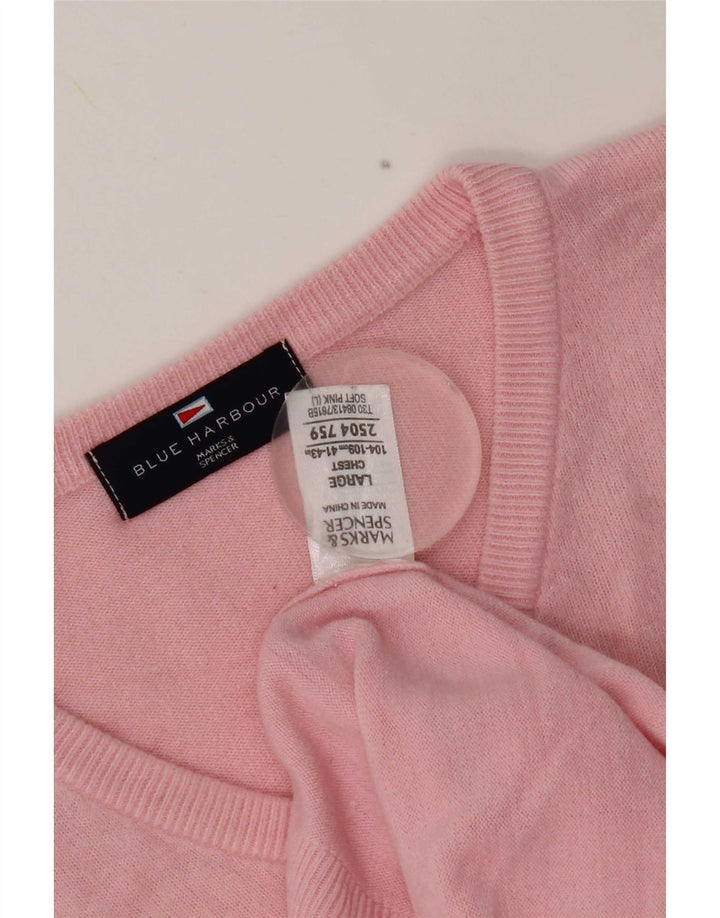 Marks & Spencer Herre Blue Harbor V-hals sweater Stor Pink Akryl