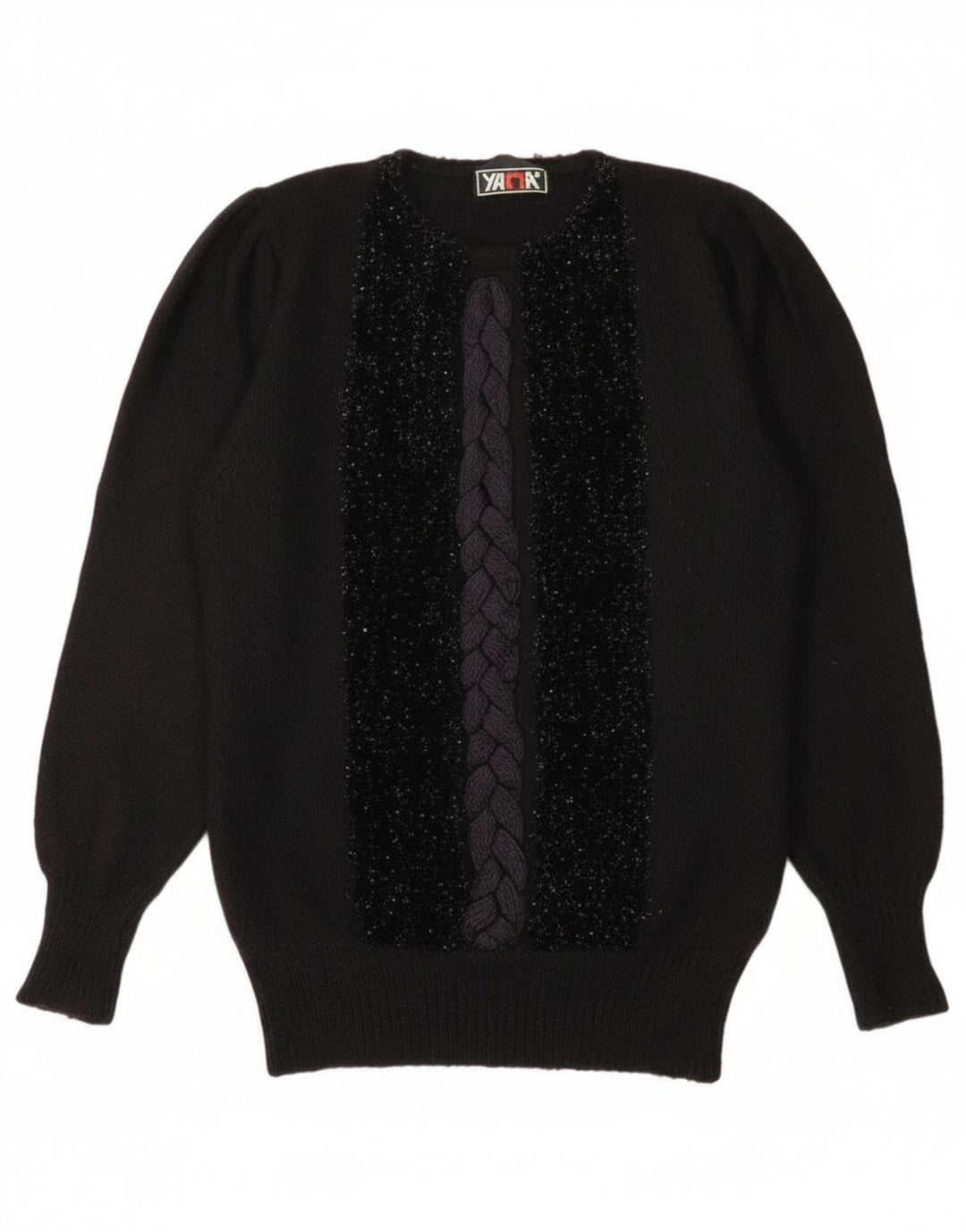 Vintage dame sweater med rund hals IT 44 Medium Sort