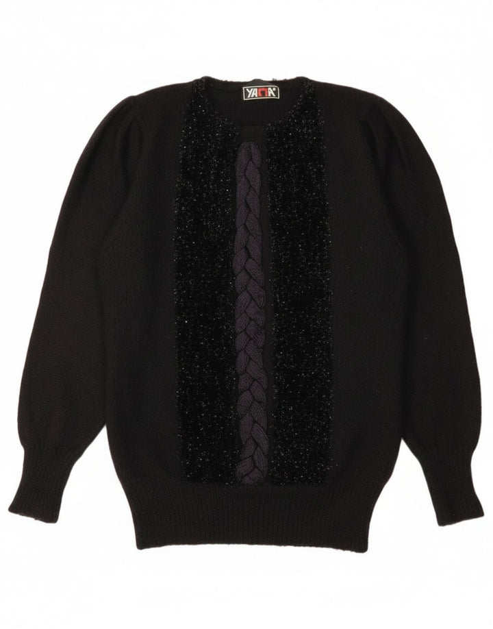 Vintage dame sweater med rund hals IT 44 Medium Sort